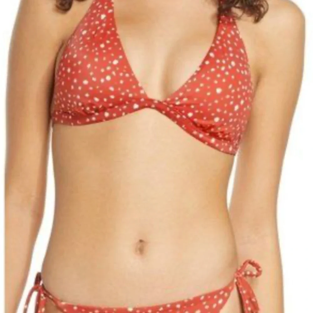 Chelsea28 Red Elevated Triangle Bikini Top Womens M Medium Padded Halter Tie